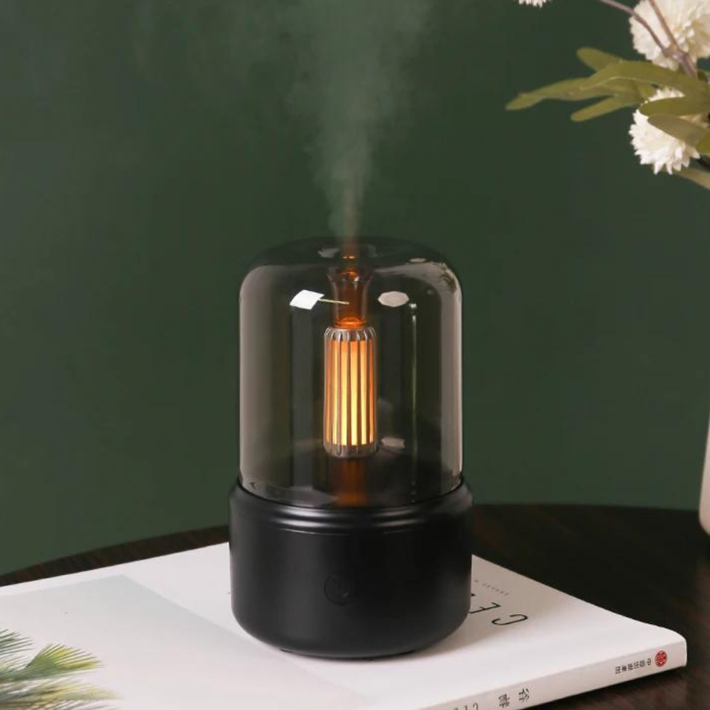 Difusor de aromas retro con luz nocturna - Humidificador USB para aceites esenciales para el hogar y la oficina