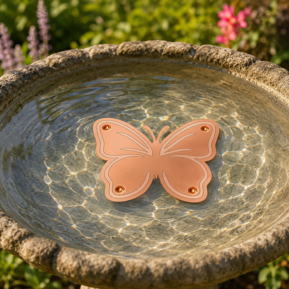 Disco purificador de cobre puro para bebedero de pájaros con diseño de flor para el control de algas