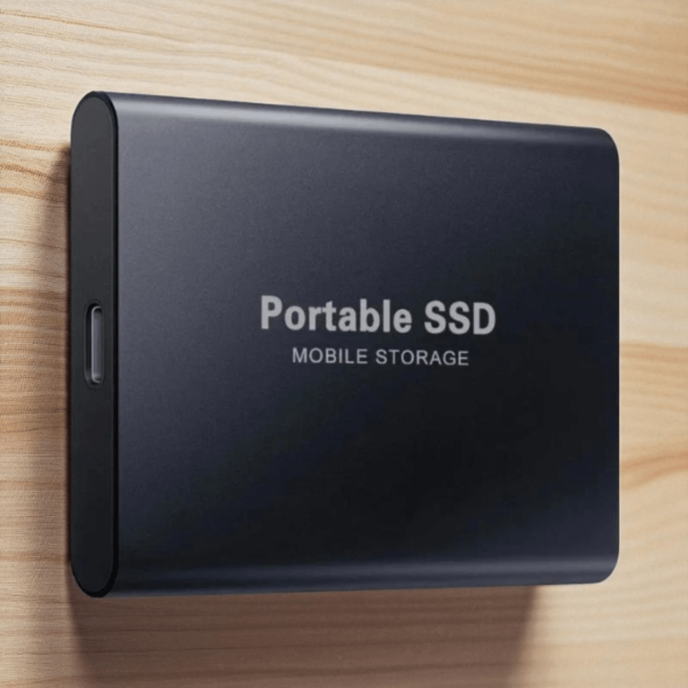 Disco SSD externo portátil con USB-C de alta velocidad y diseño resistente al agua