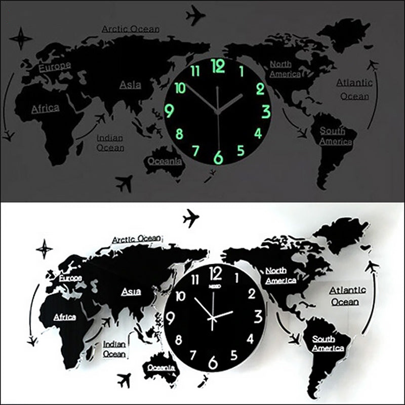 Elegante reloj de pared con diseño retro de mapa del mundo de 60 cm