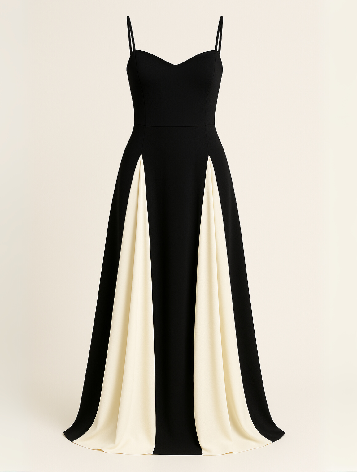 Elegante vestido con paneles en contraste