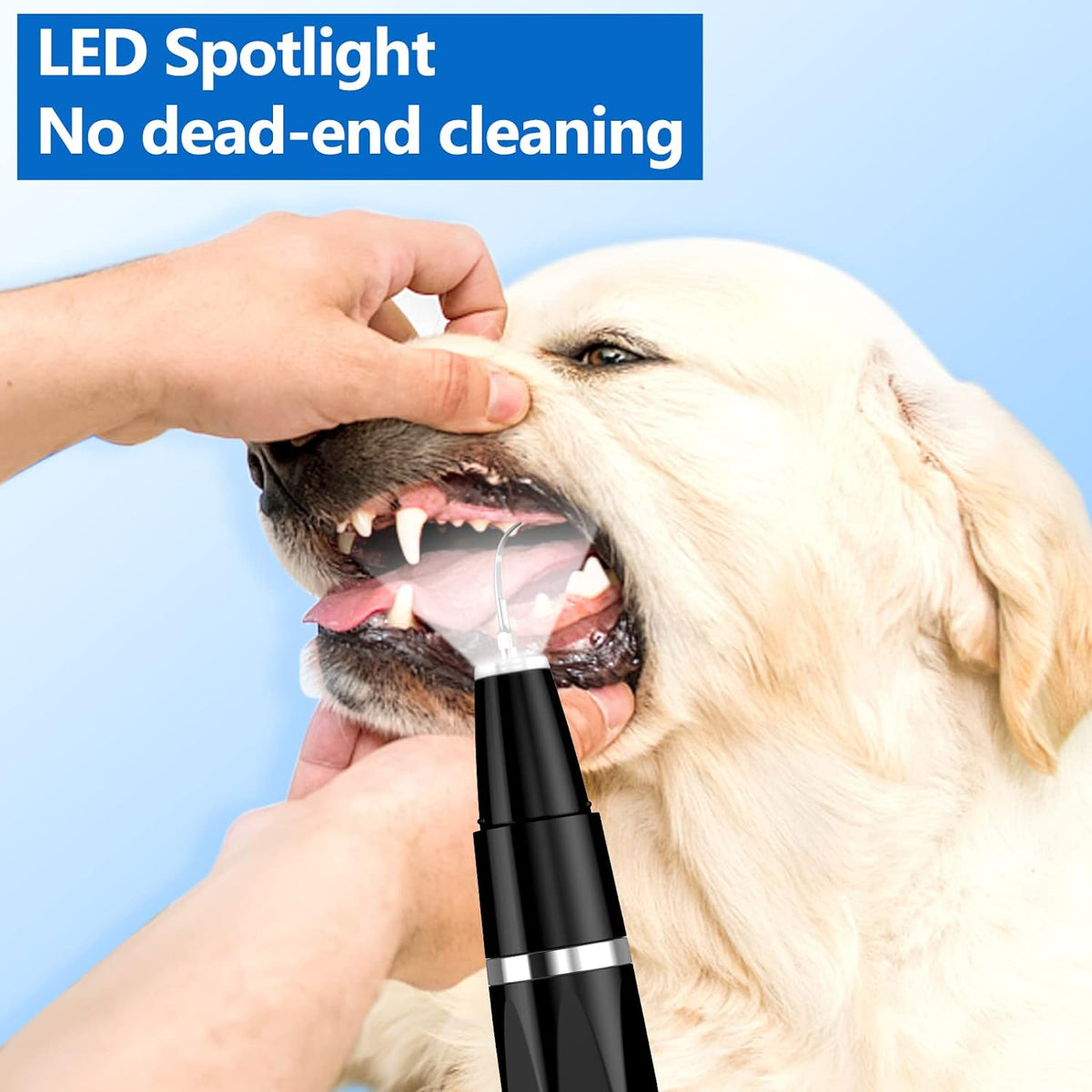 Eliminador de Placa Ultrasónico para Perros y Gatos - Kit de Limpieza Dental para Sarro y Manchas