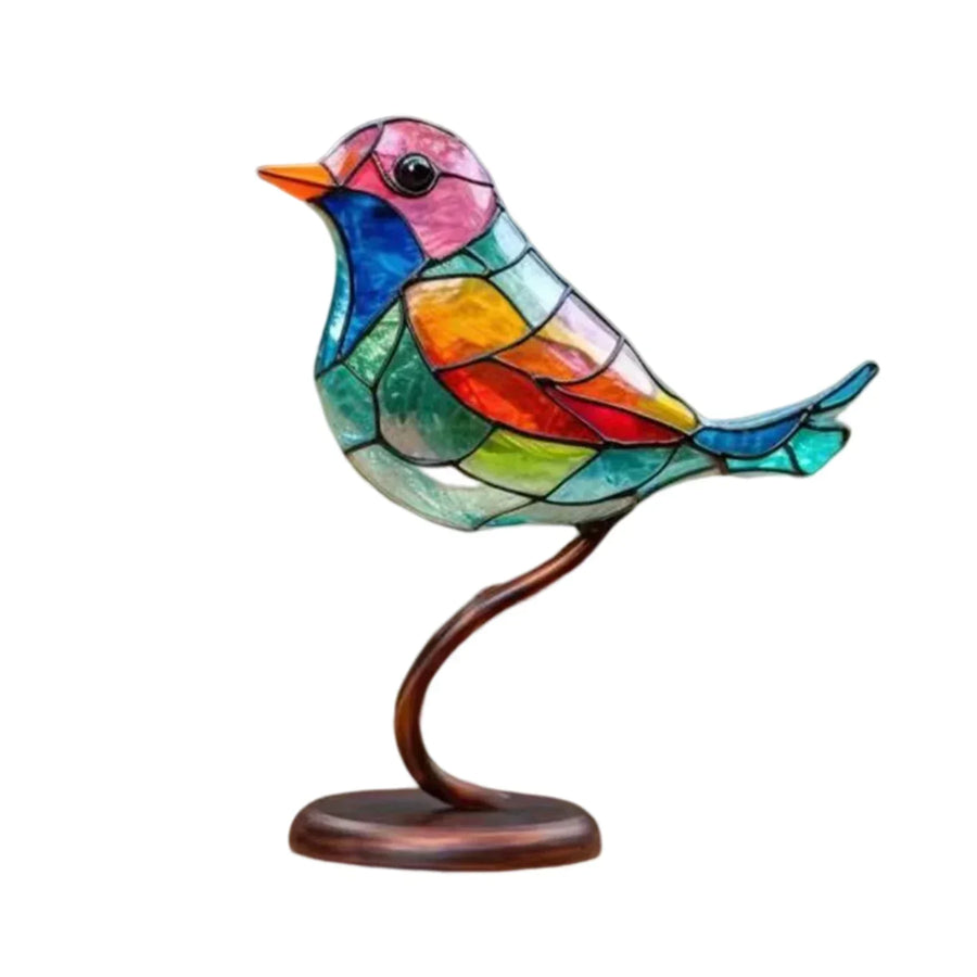 Escultura de pájaros en una rama de acrílico – Decoración artística y elegante para el hogar