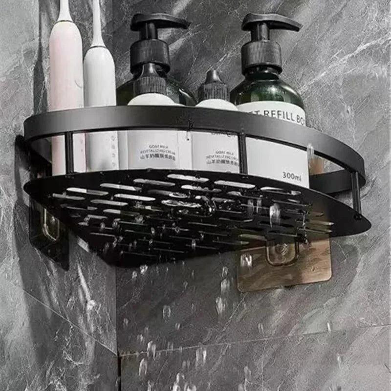 Estantería esquinera de baño de aluminio – Organizador funcional para champú y accesorios