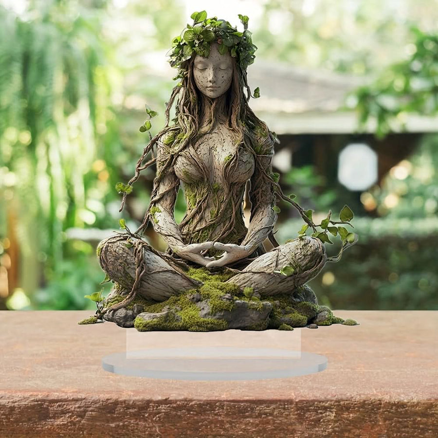 Estatua decorativa en 2D de diosa bohemia de acrílico