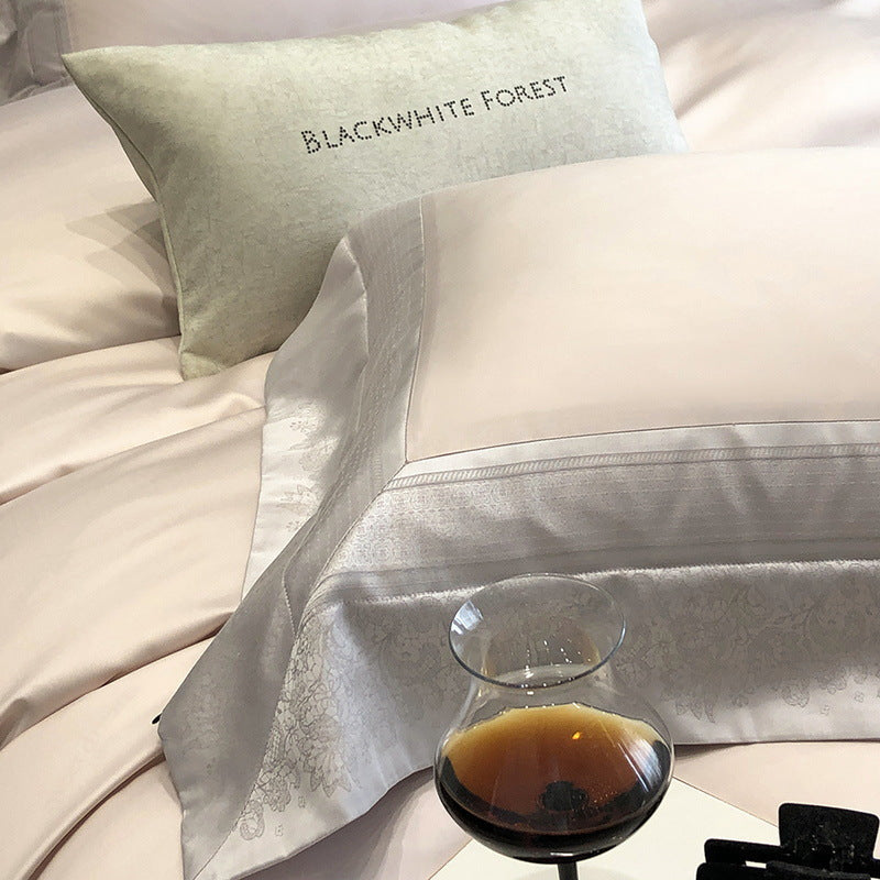 Exclusivo juego de cama de satén de algodón con cierre tipo hotel y ribete fino