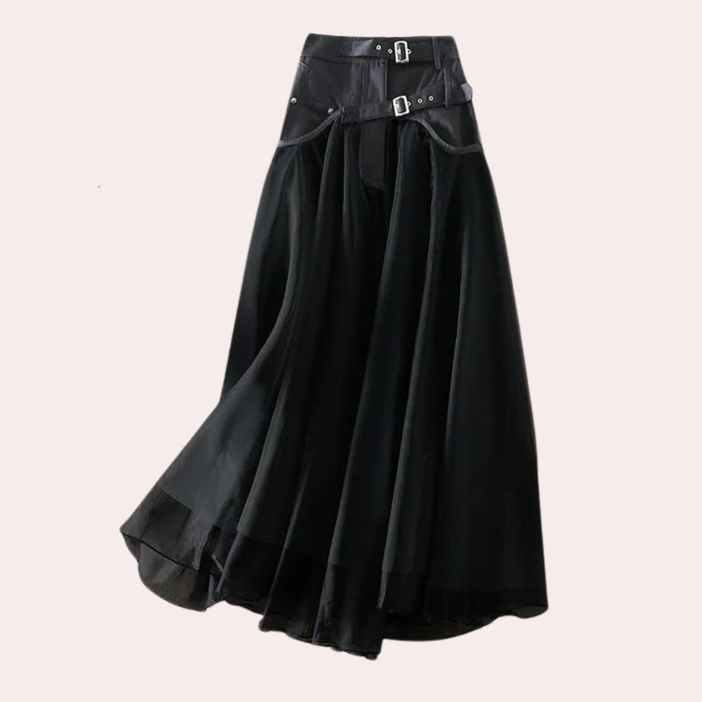 Falda maxi para mujer de talle alto con detalle de hebilla