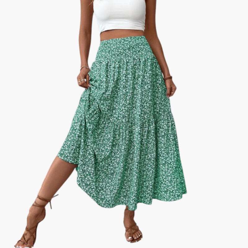 Falda para mujer con cintura elástica y estampado floral