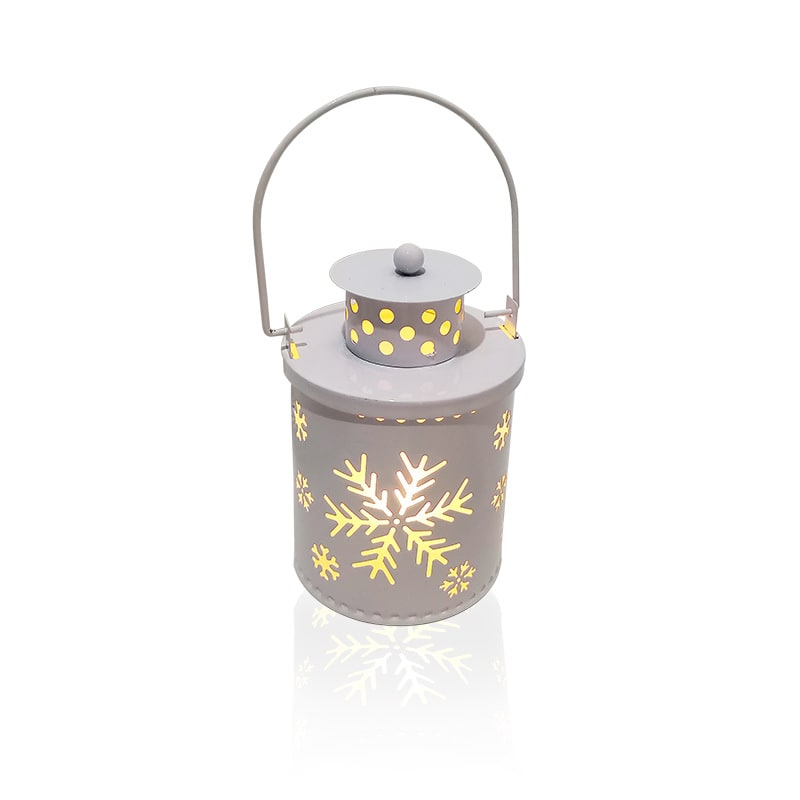 Farolillo LED de metal troquelado para decoración de mesa con árbol de Navidad y luces