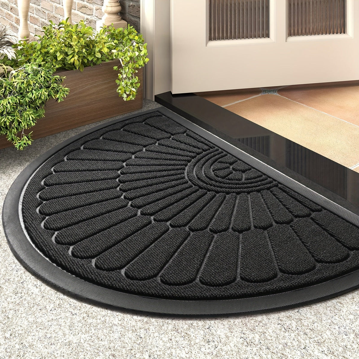 Felpudo de Entrada Resistente de Goma - Diseño Semicircular para Interior y Exterior