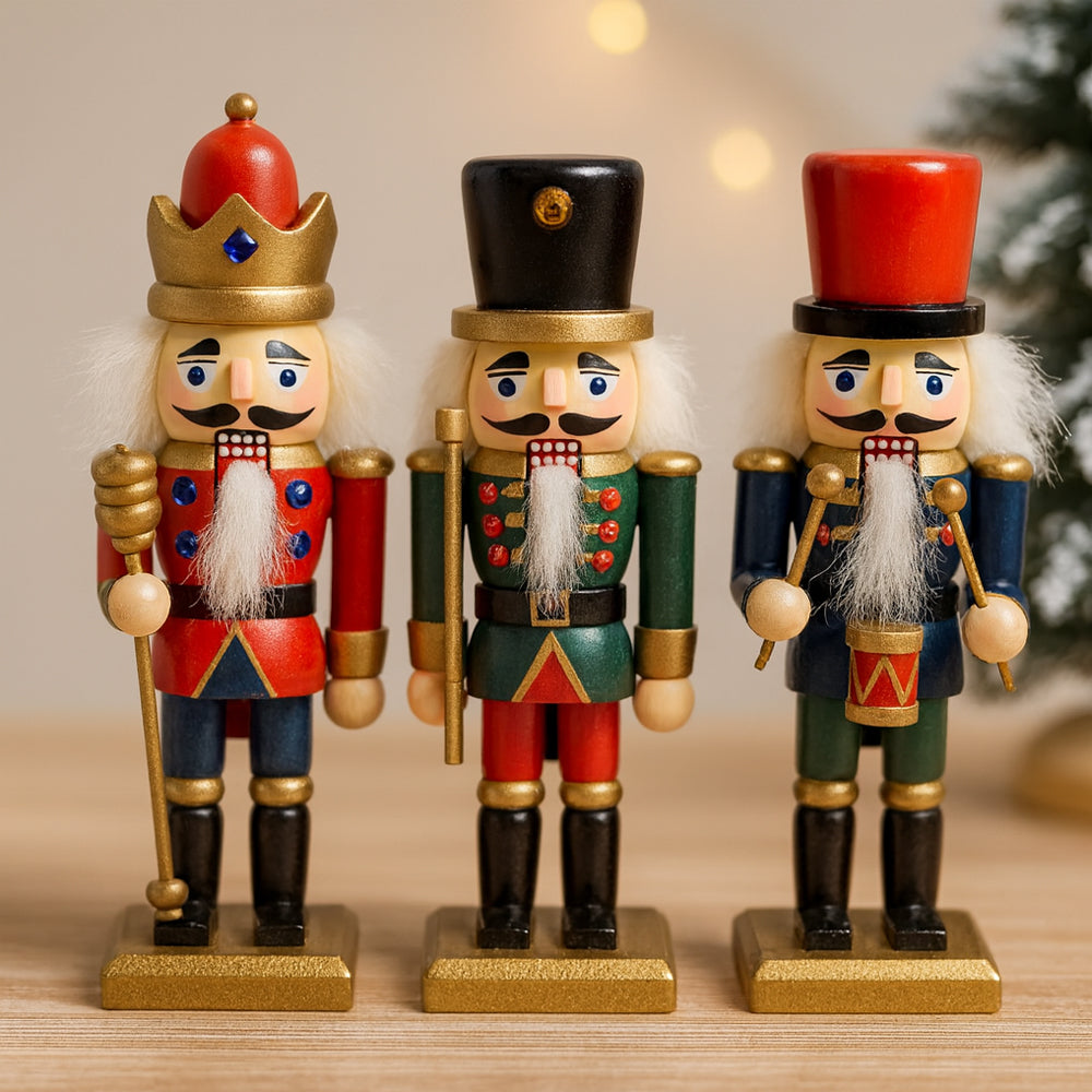 Figuras de cascanueces de madera - 15 cm, set de 3 figuras
