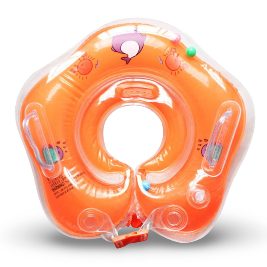 Flotador de cuello inflable para bebés con soporte ajustable para el baño