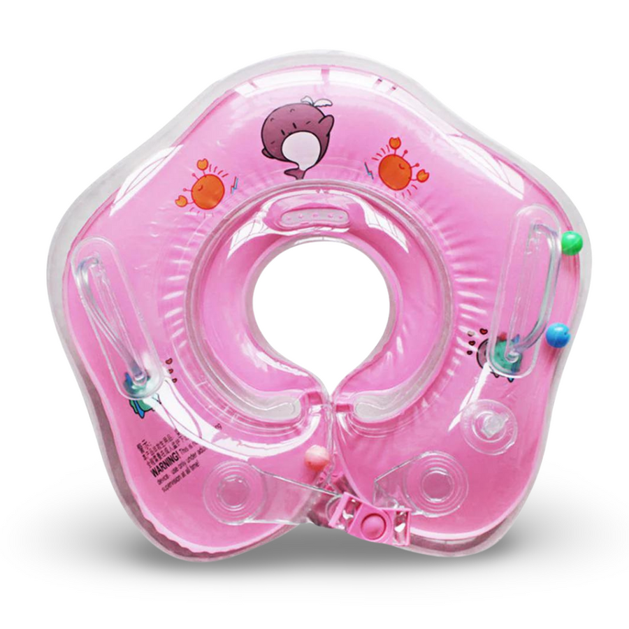 Flotador de cuello inflable para bebés con soporte ajustable para el baño