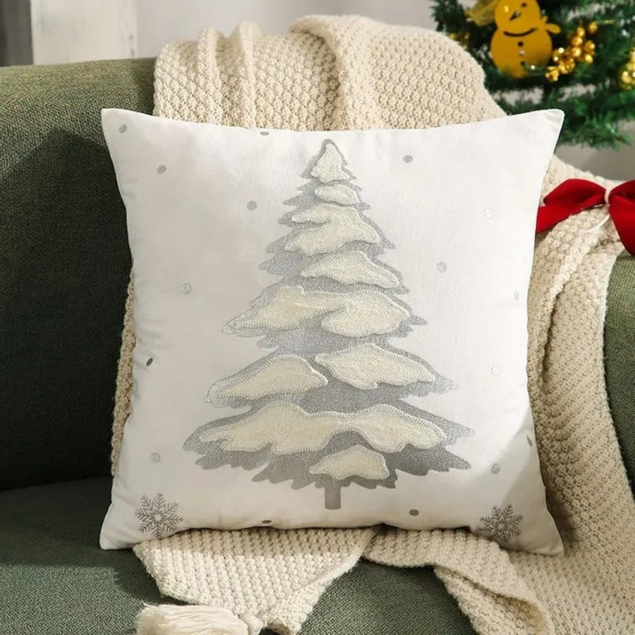 Funda de cojín decorativa de terciopelo con árbol de Navidad