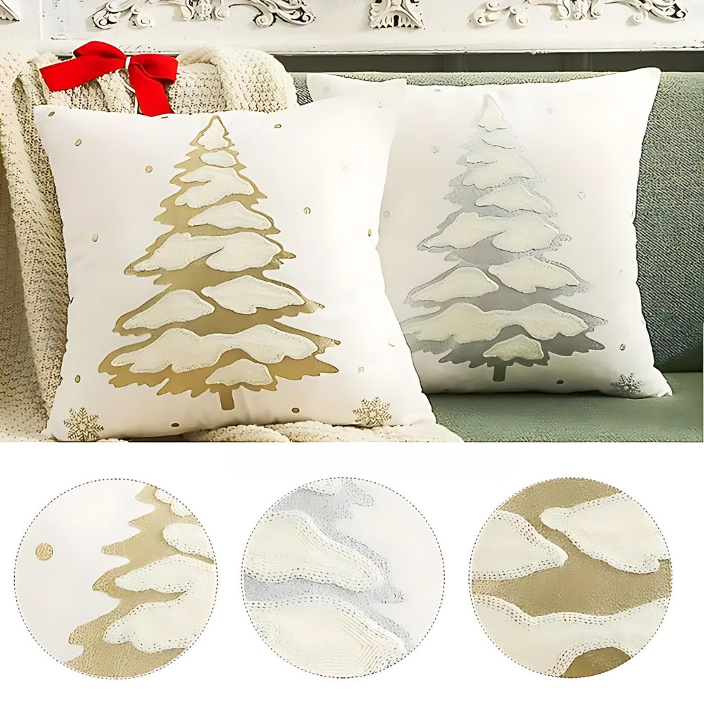 Funda de cojín decorativa de terciopelo con árbol de Navidad