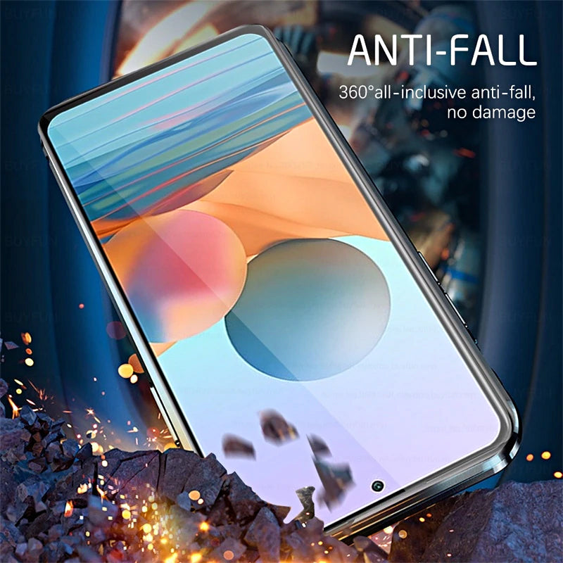Funda magnética de doble cara de cristal templado para teléfono