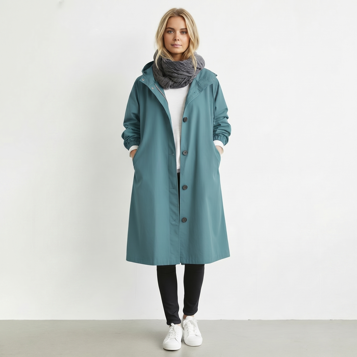 Gabardina impermeable de algodón para mujer con capucha - Chaqueta elegante de invierno