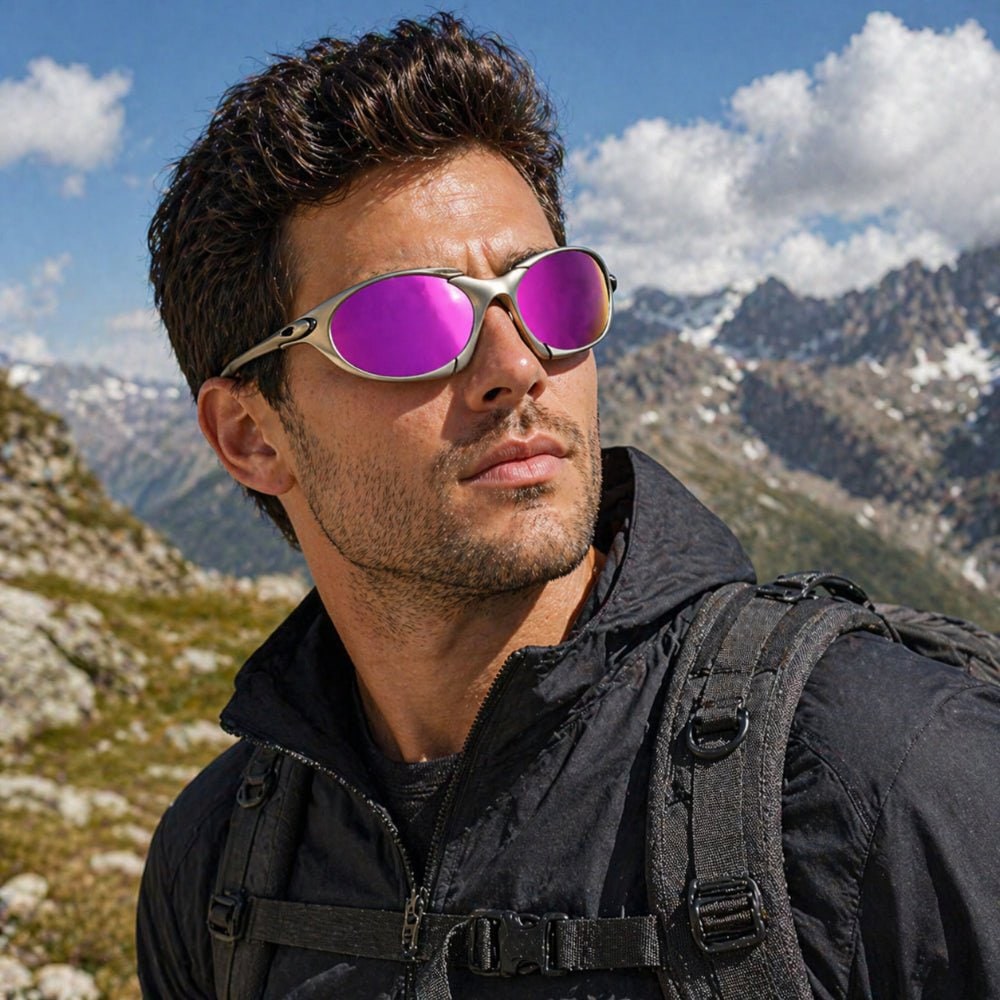 Gafas de sol deportivas polarizadas para hombre con protección UV y montura metálica ligera