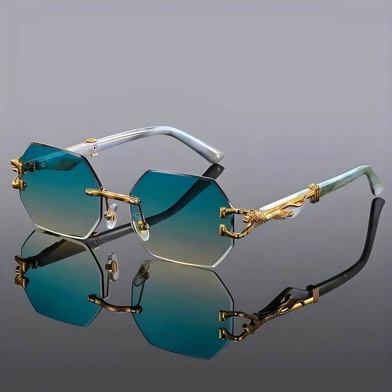 Gafas de sol hexagonales con detalles dorados - Protección UV