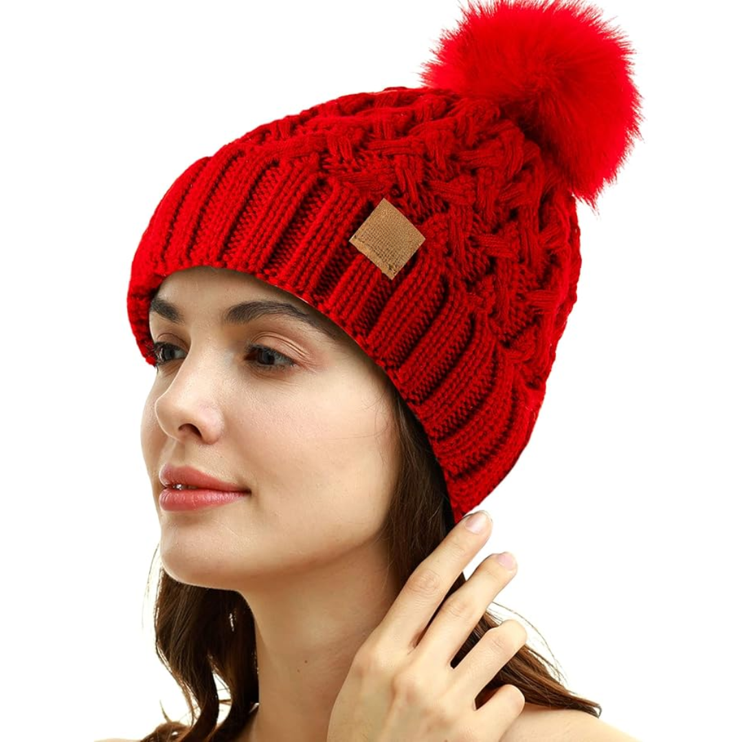 Gorro de invierno cómodo con pompón