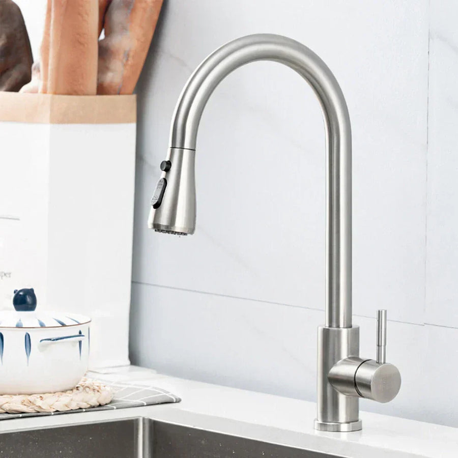 Grifo Extraíble Monomando – Grifo Flexible con Función de Ducha, Acero Inoxidable de Alta Calidad, Ideal para Cocinas Modernas, Fácil Instalación