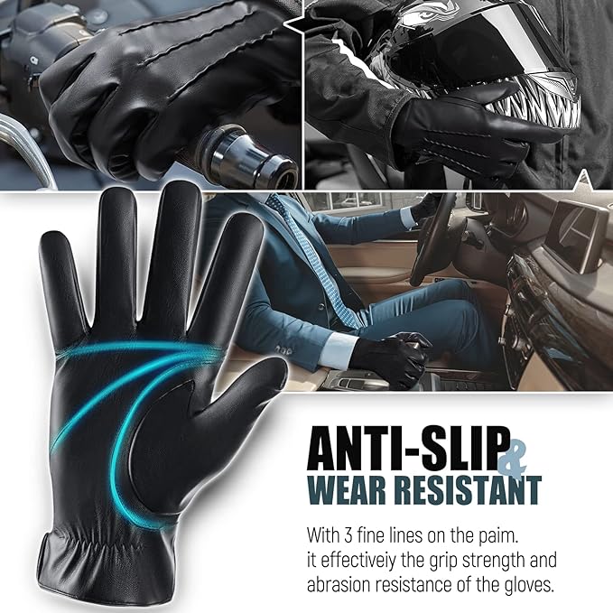 Guantes de cuero de invierno táctiles