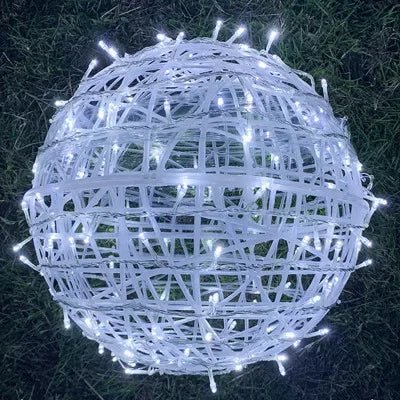 Guirnalda de Luces Decorativa para Exterior con Bolas de Ratán - Iluminación para Jardín - Esferas Decorativas