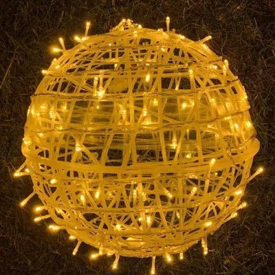 Guirnalda de Luces Decorativa para Exterior con Bolas de Ratán - Iluminación para Jardín - Esferas Decorativas