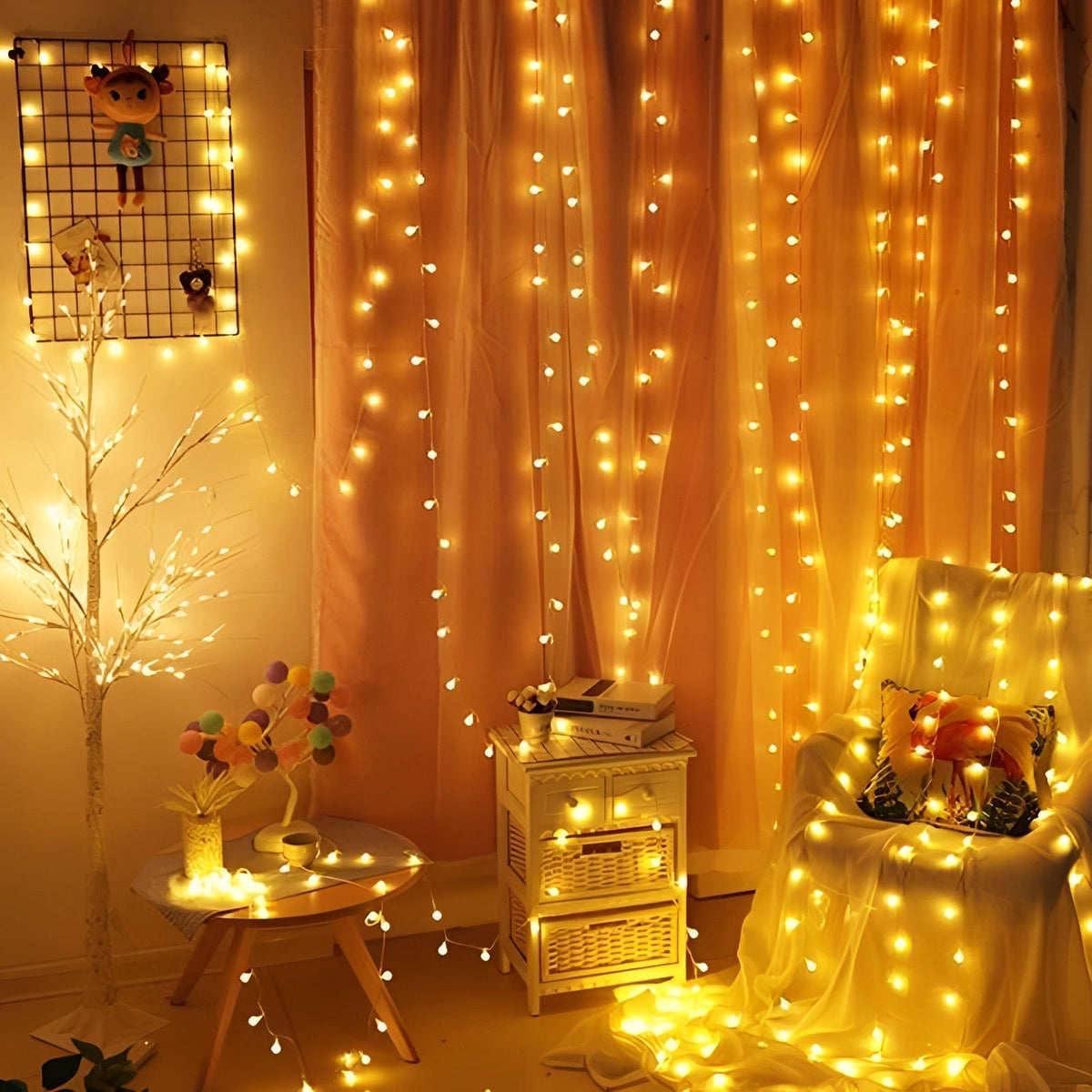Guirnalda de Luces LED a Pilas Blanco Cálido - Decoración Acogedora de Interior para Dormitorio