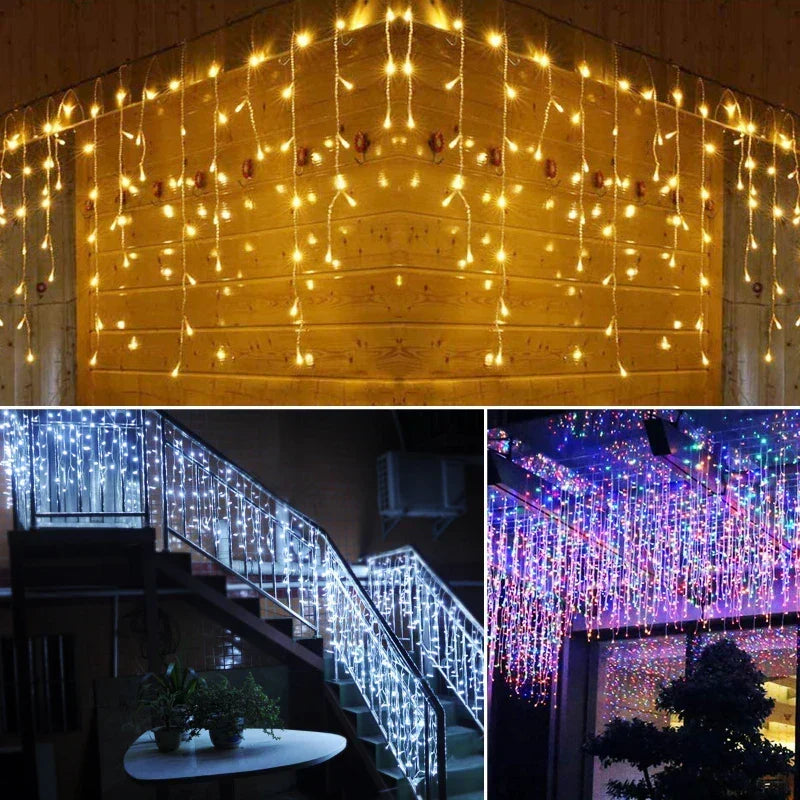Guirnalda de luces tipo carámbano ambiental