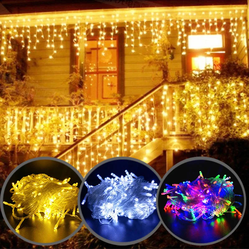 Guirnalda de luces tipo carámbano ambiental