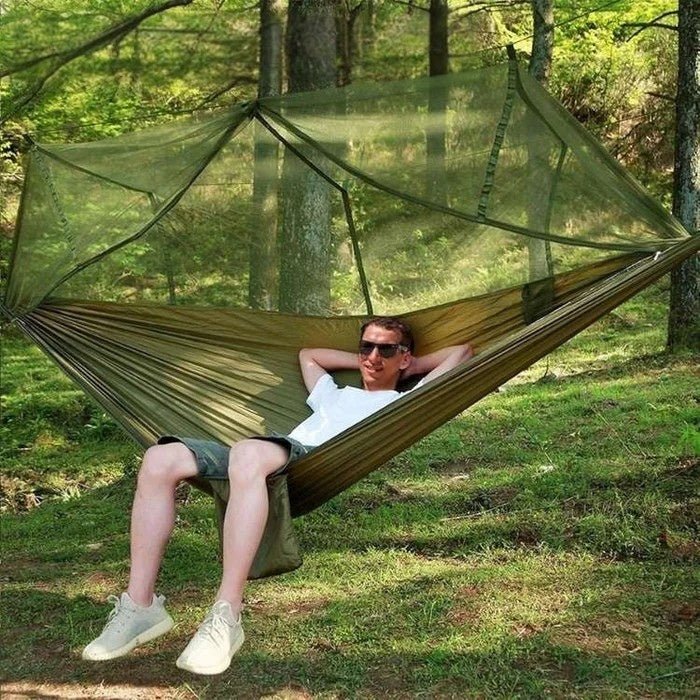 Hamaca portátil para camping y exteriores con mosquitera