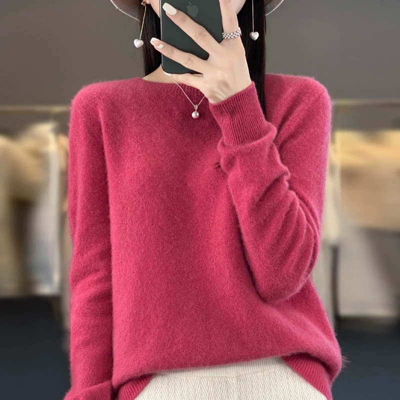 Jersey de Cachemira para Mujer con Cuello Redondo, Elegante, Suave y Cómodo