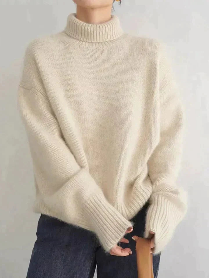 Jersey de cuello alto de cachemira para mujer