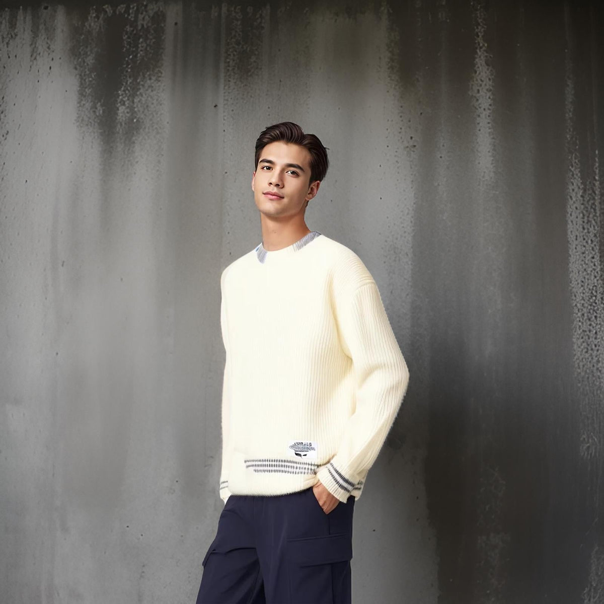 Jersey de hombre con cuello redondo