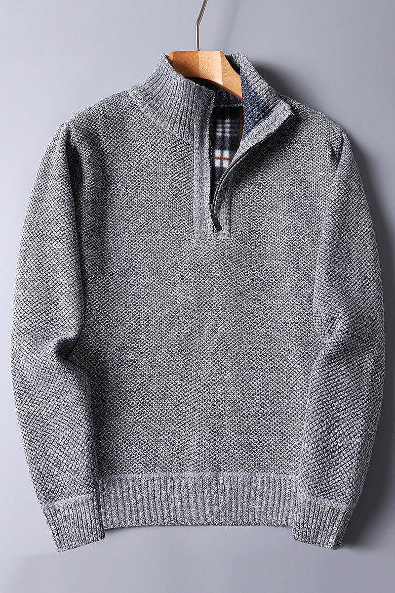 Jersey de punto acanalado para hombre con cremallera 1/4