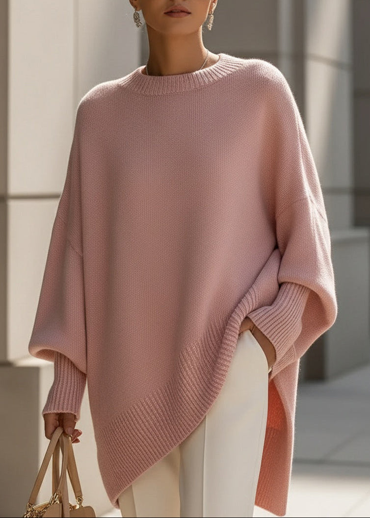 Jersey de Punto Acrílico Suave para Mujer | Jersey Oversized Cómodo con Mangas Murciélago | Moda Cálida de Invierno