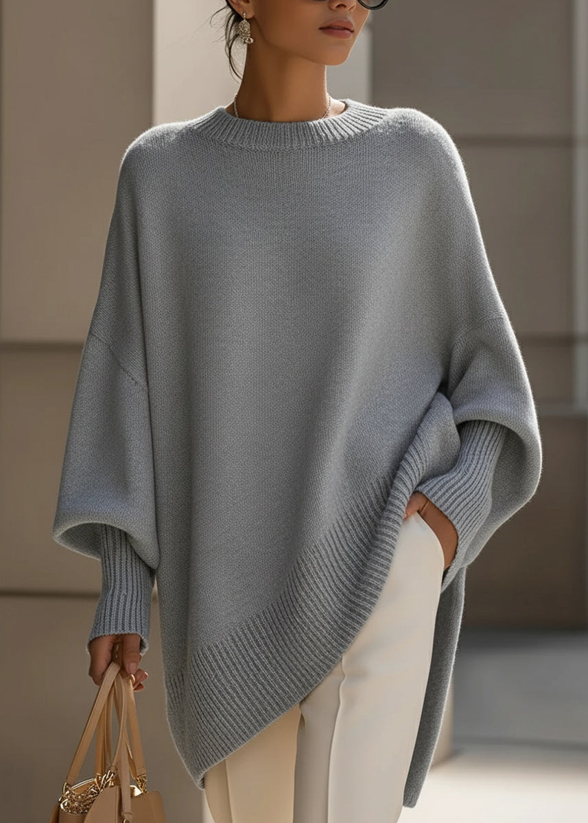 Jersey de Punto Acrílico Suave para Mujer | Jersey Oversized Cómodo con Mangas Murciélago | Moda Cálida de Invierno