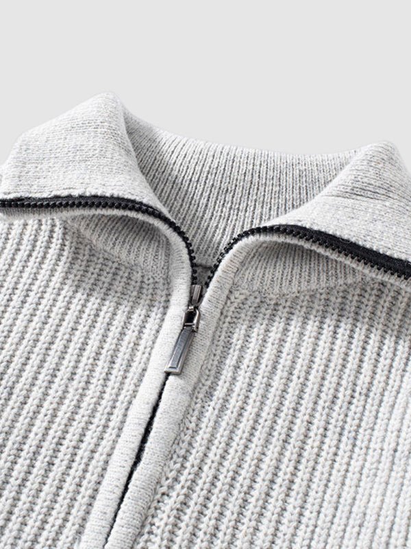 Jersey de punto canalé con media cremallera para hombre
