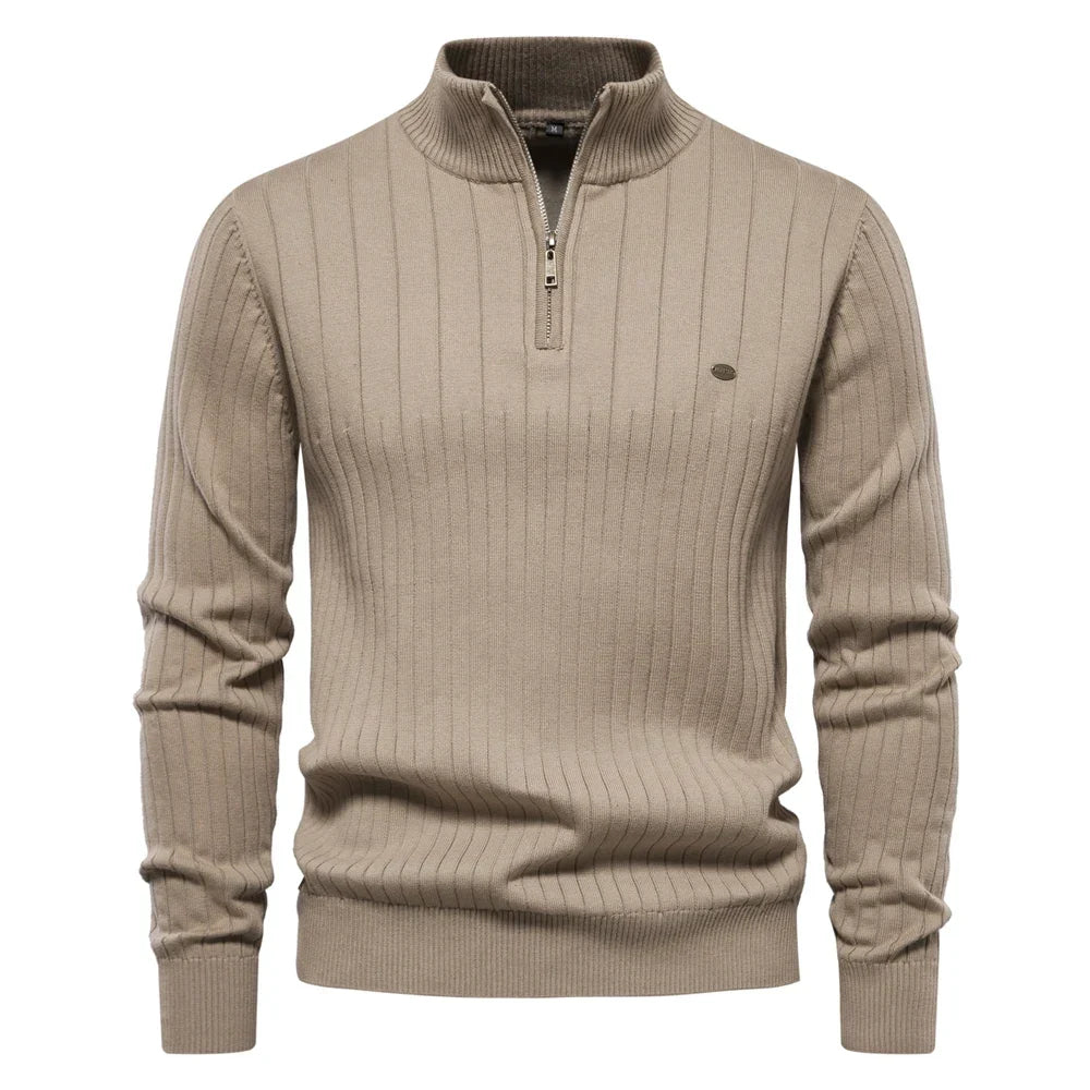 Jersey de punto casual para hombre con cremallera
