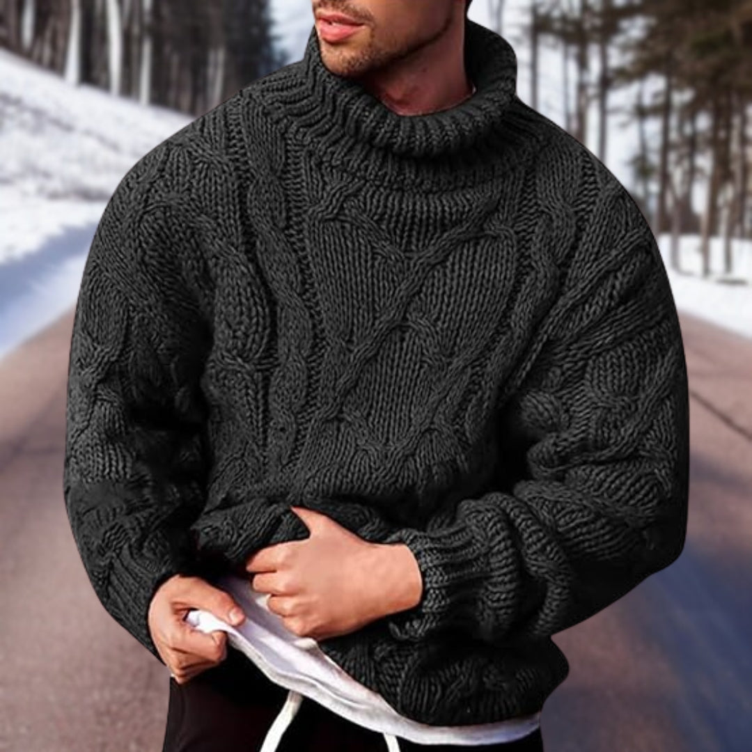 Jersey de punto con cuello alto y trenzas para hombre