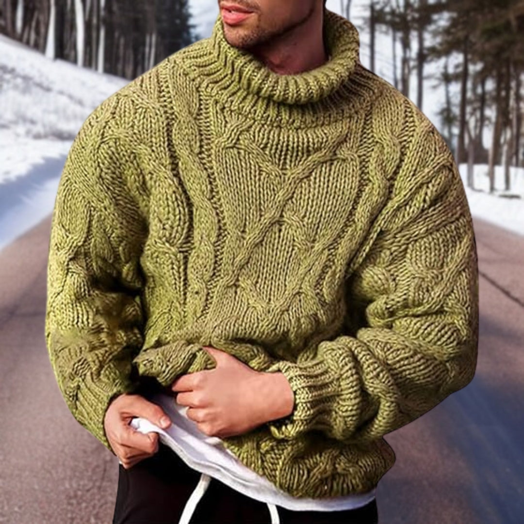 Jersey de punto con cuello alto y trenzas para hombre