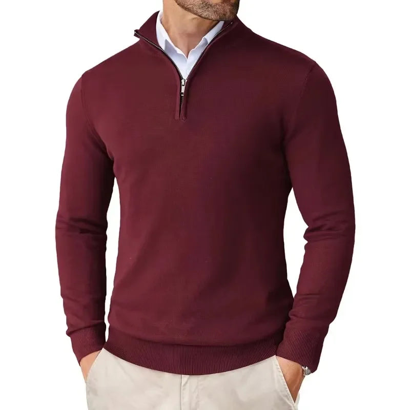 Jersey de punto con media cremallera para hombre