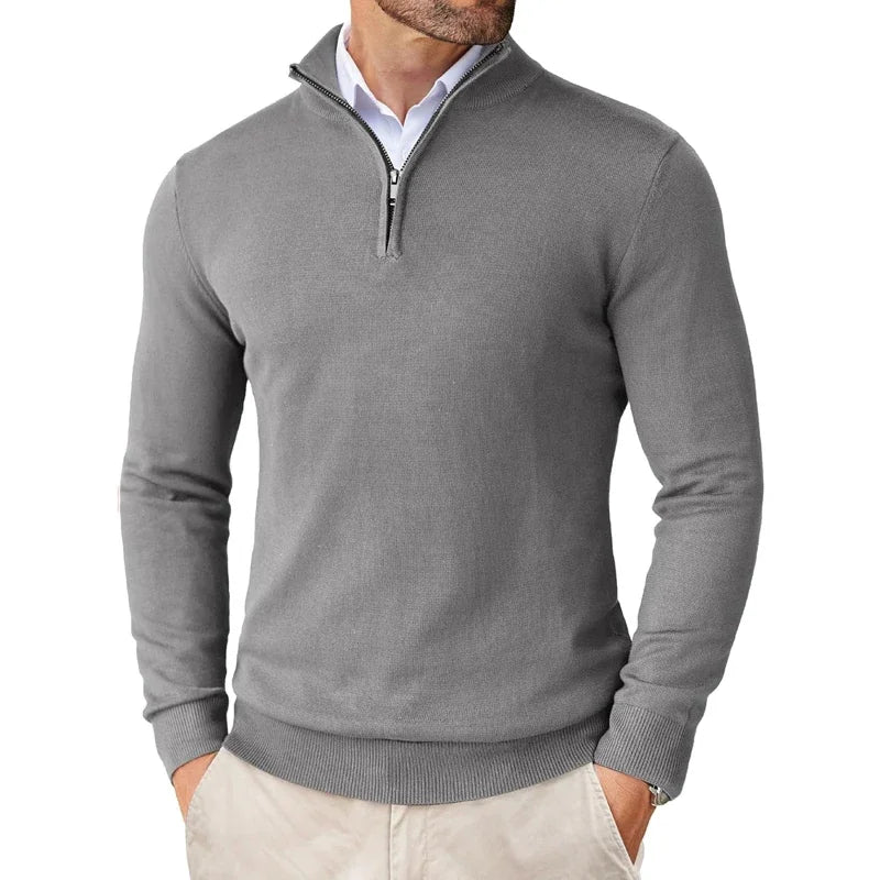 Jersey de punto con media cremallera para hombre