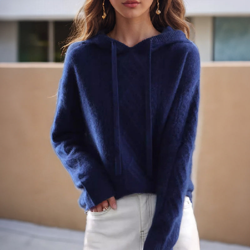 Jersey de punto de ochos con capucha para mujer