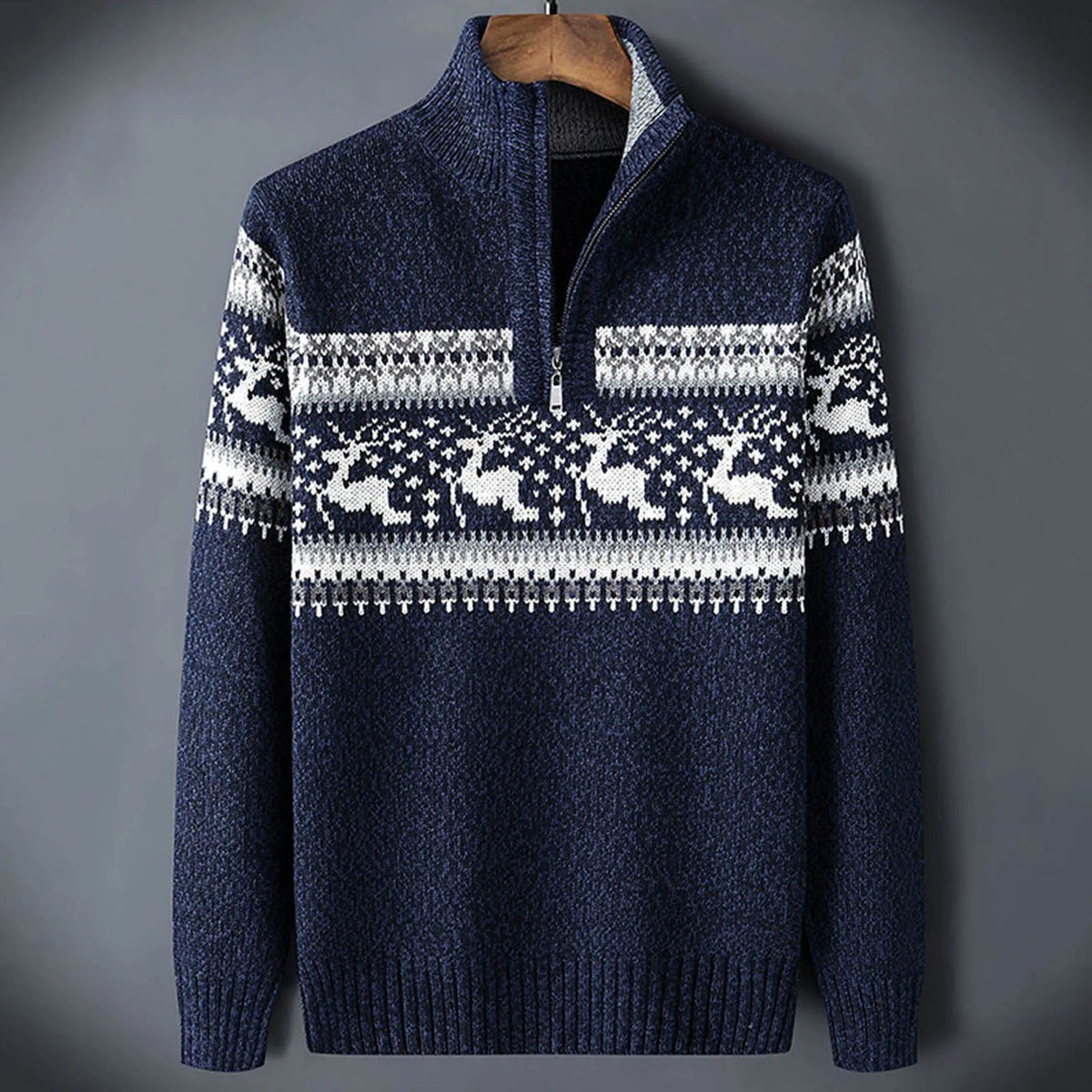 Jersey de Punto Fair Isle con Media Cremallera para Hombre