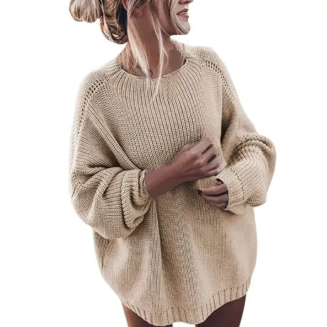 Jersey de punto oversized con cuello redondo para mujer