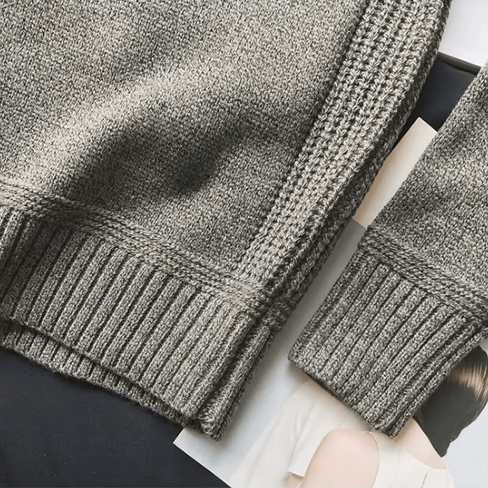 Jersey de punto para hombre con cuello redondo y coderas