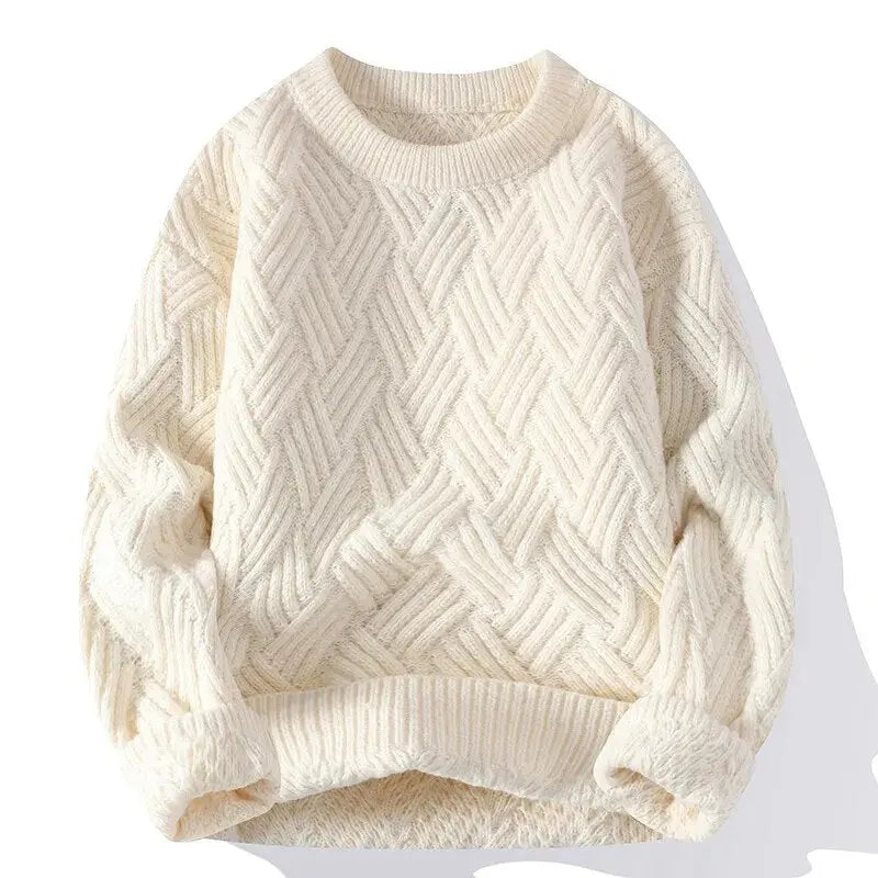 Jersey de punto para hombre con estampado y cuello redondo