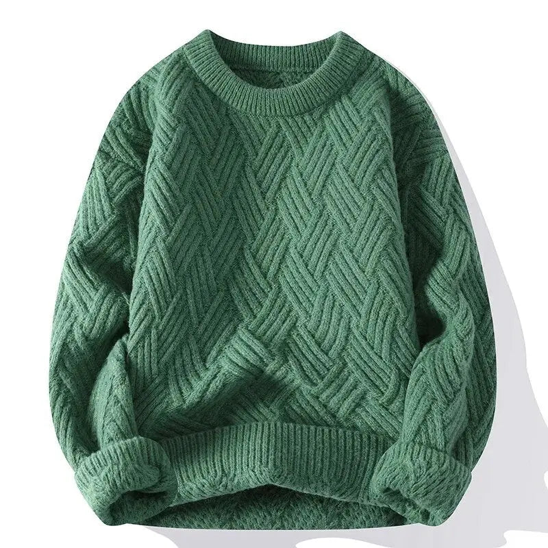 Jersey de punto para hombre con estampado y cuello redondo